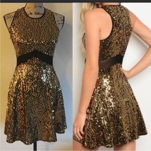 Gold Sequin Sleeveless Dress
